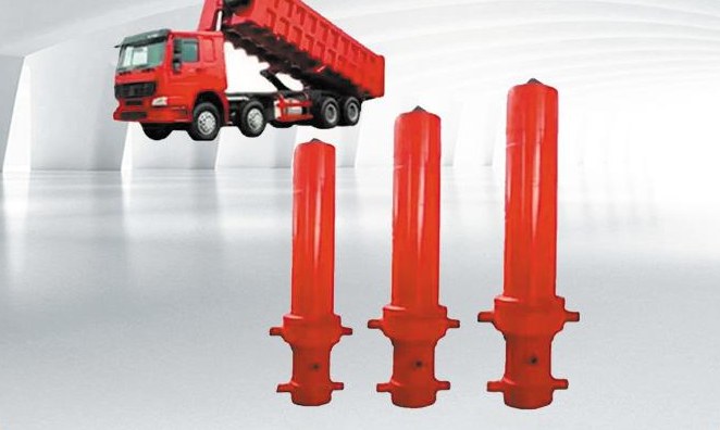 Front-end lift cylinders for tipper trucks